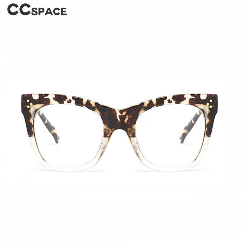 CCspace Unisex Full Rim Oversized Cat Eye Resin Alloy Frame Eyeglasses 49742 Full Rim CCspace