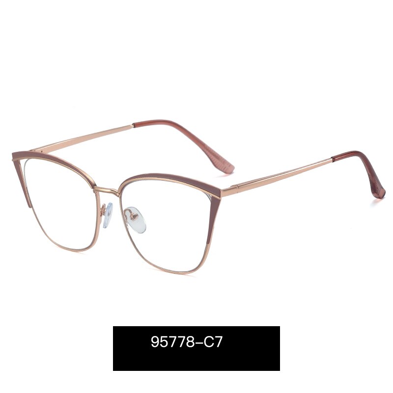 Hotony Women's Full Rim Cat Eye TR 90 Resin Alloy Frame Eyeglasses 95778 Full Rim Hotony C7
