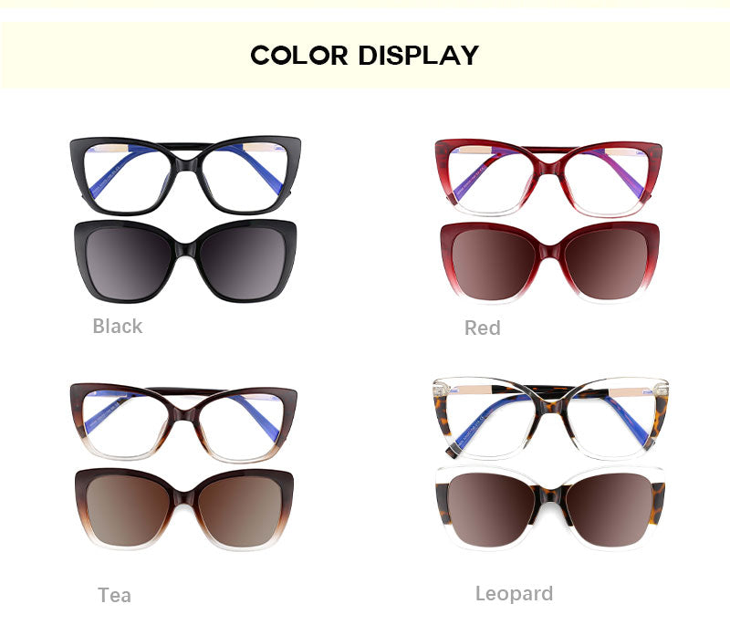 CCspace Unisex Full Rim Square Cat Eye Tr 90 Titanium Eyeglasses Clip On Sunglasses 53547 With Clip Ons CCspace