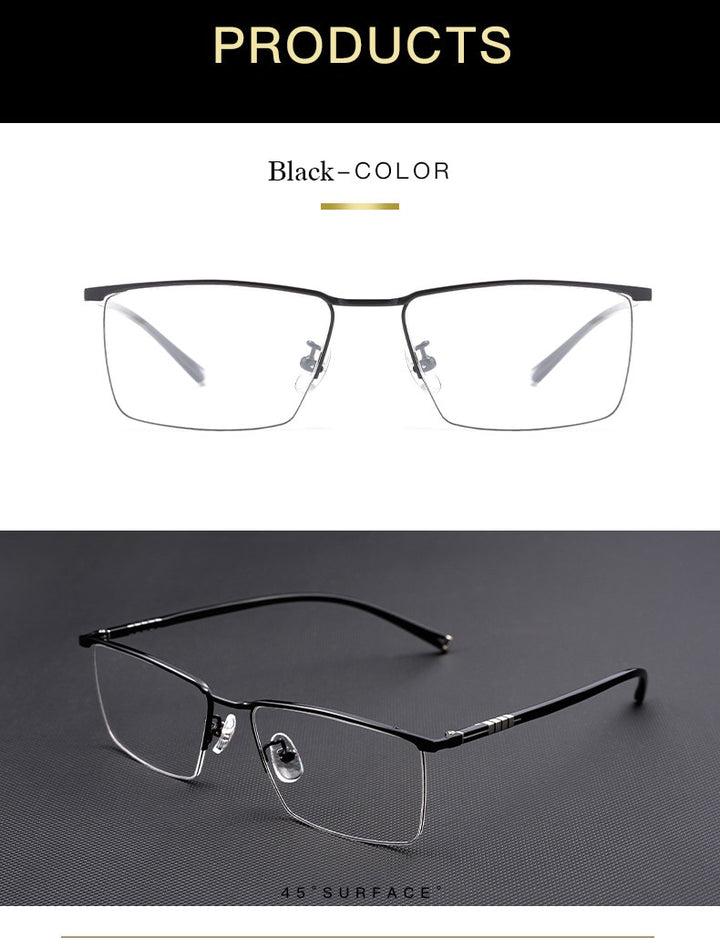 Hotochki Men's Semi Rim Titanium Frame Eyeglasses P9861 Semi Rim Hotochki