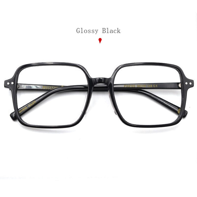 Hdcrafter Women's Full Rim Oversized Square Acetate Frame Eyeglasses Ps9105 Full Rim Hdcrafter Eyeglasses Black
