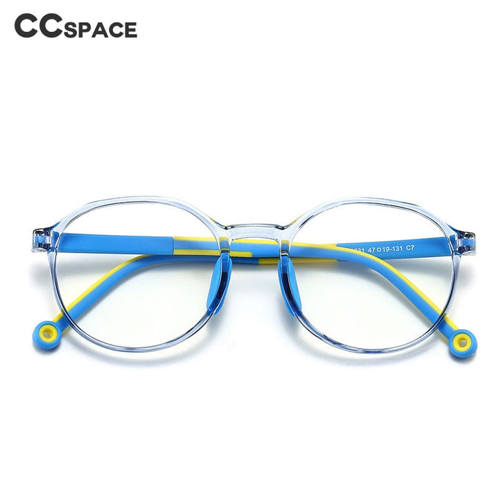 CCspace Children's Unisex Full Rim Round Tr 90 Titanium Frame Eyeglasses 49529 Full Rim CCspace