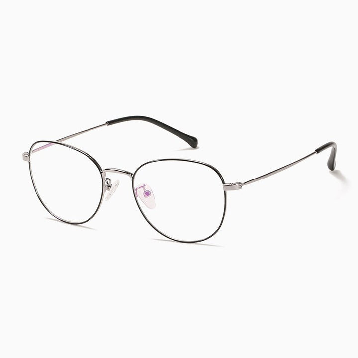 Hotony Unisex Full Rim Polygon Round Alloy Eyeglasses 7444 Full Rim Hotony   