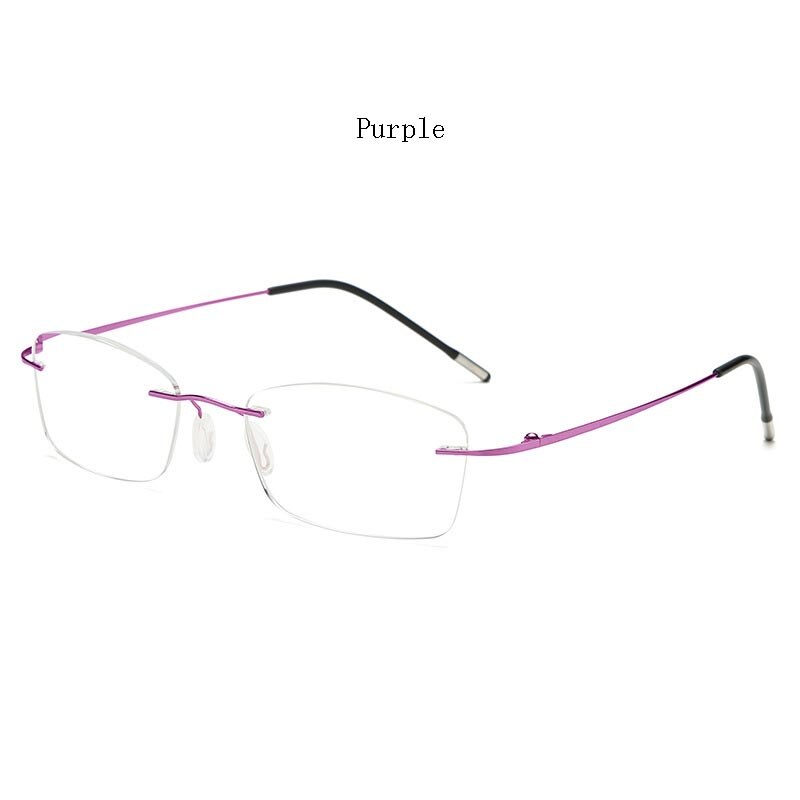Hdcrafter Unisex Rimless Rectangle Titanium Frame Reading Glasses 8025 Reading Glasses Hdcrafter Eyeglasses +100 Purple