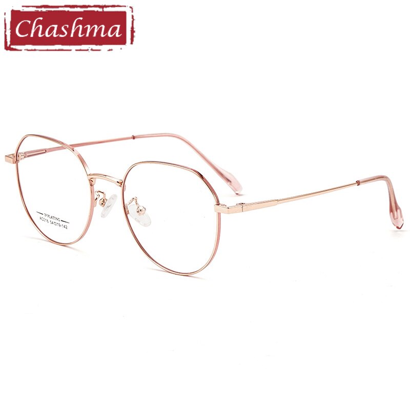 Chashma Ottica Unisex Full Rim Round Stainless Steel Eyeglasses Ac016 Full Rim Chashma Ottica Pink Rose Gold