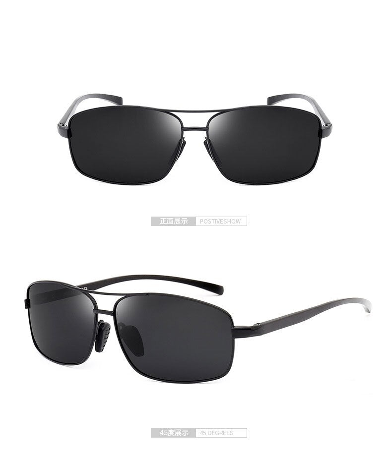 Reven Jate Men's Full Rim Rectangle Alloy Polarized Sunglasses 2458 Sunglasses Reven Jate