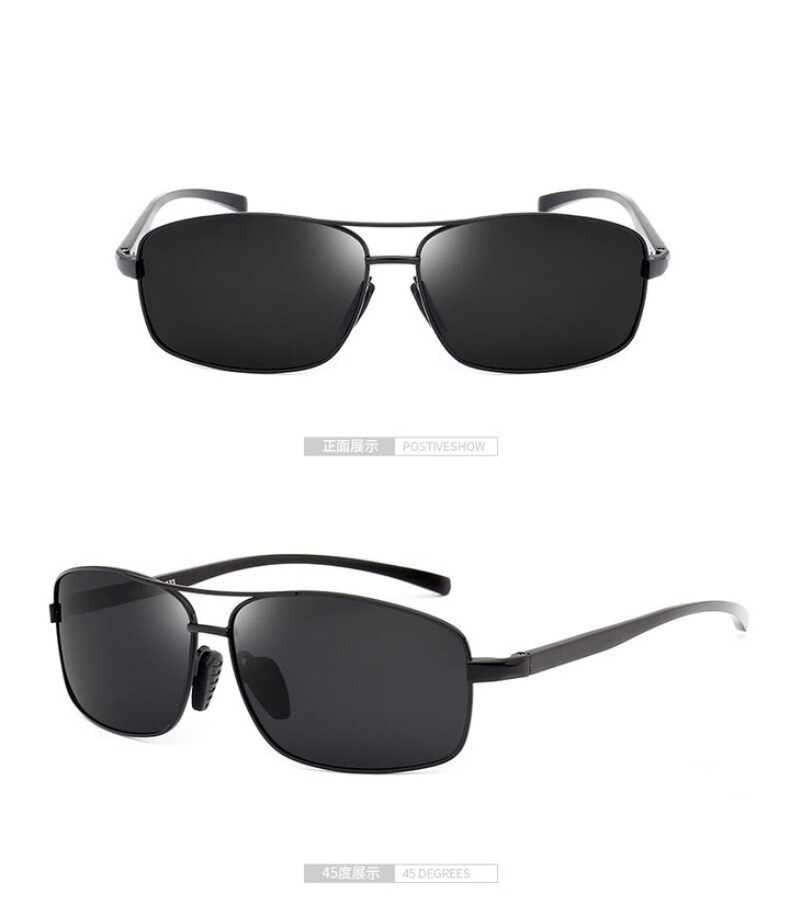 Reven Jate Men's Full Rim Rectangle Alloy Polarized Sunglasses 2458 Sunglasses Reven Jate