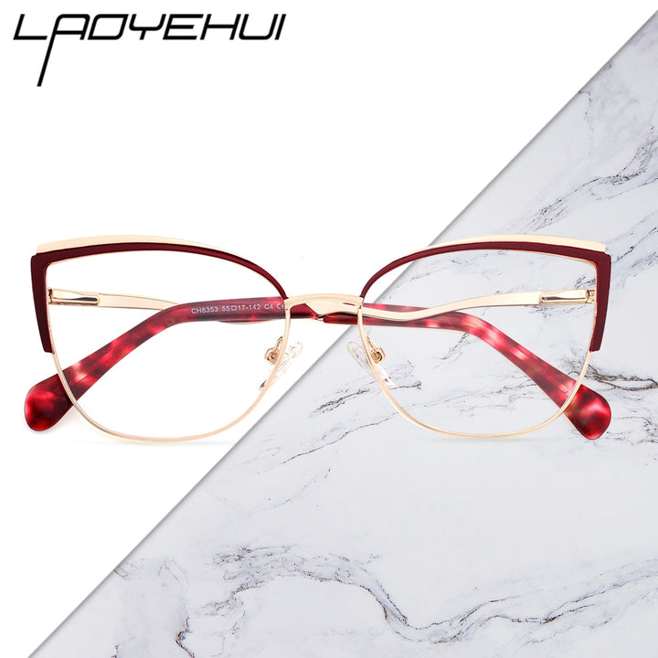 Laoyehui Women's Eyeglasses Cat Eye Alloy Reading Glasses Ch8353 Reading Glasses Laoyehui