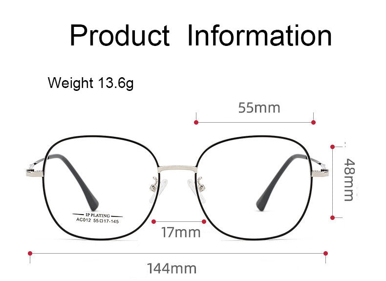 Hotony Unisex Full Rim Aluminum Magnesium Alloy Frame Eyeglasses AC012 Full Rim Hotony