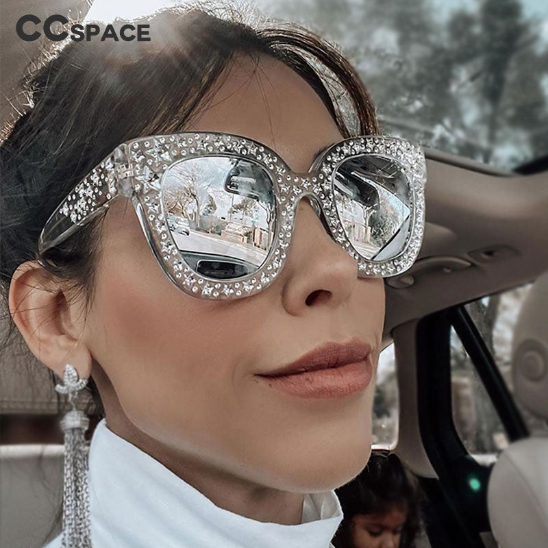 CCspace Women's Full Rim Cat Eye Square Acetate Frame Sunglasses 45261 Sunglasses CCspace Sunglasses