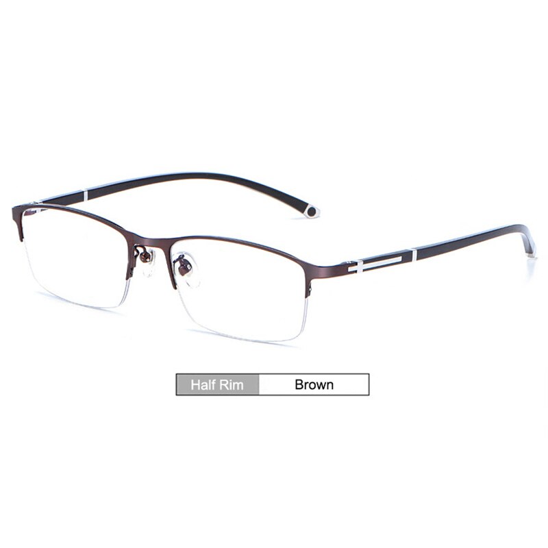 Gmei Unisex Eyeglasses Alloy Full Rim Styles And Half Rim Frame P9211 Semi Rim Gmei Optical Half-Rim-Brown