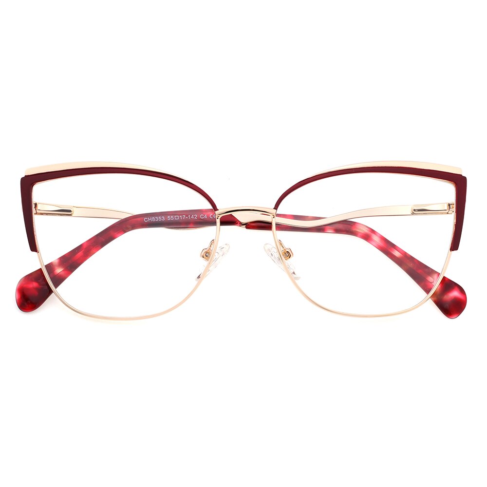 Laoyehui Women's Eyeglasses Cat Eye Alloy Reading Glasses Ch8353 Reading Glasses Laoyehui 0 Red