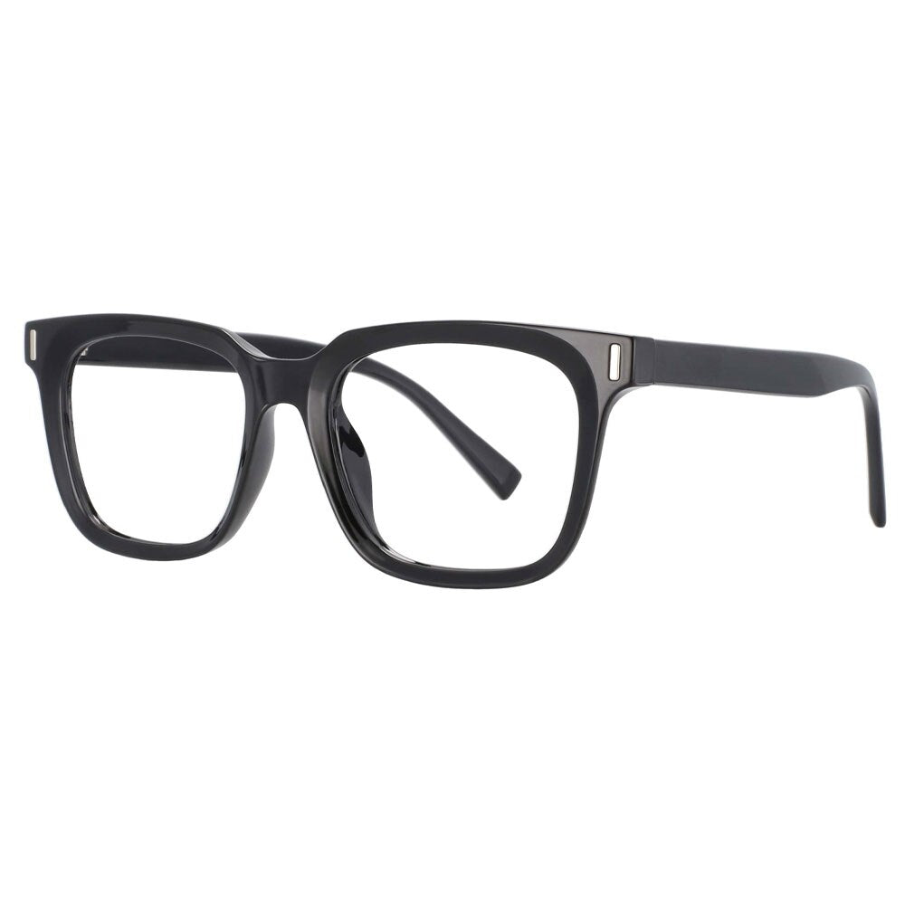 CCspace Unisex Full Rim Square Tr 90 Titanium Frame Eyeglasses 53829 Full Rim CCspace black
