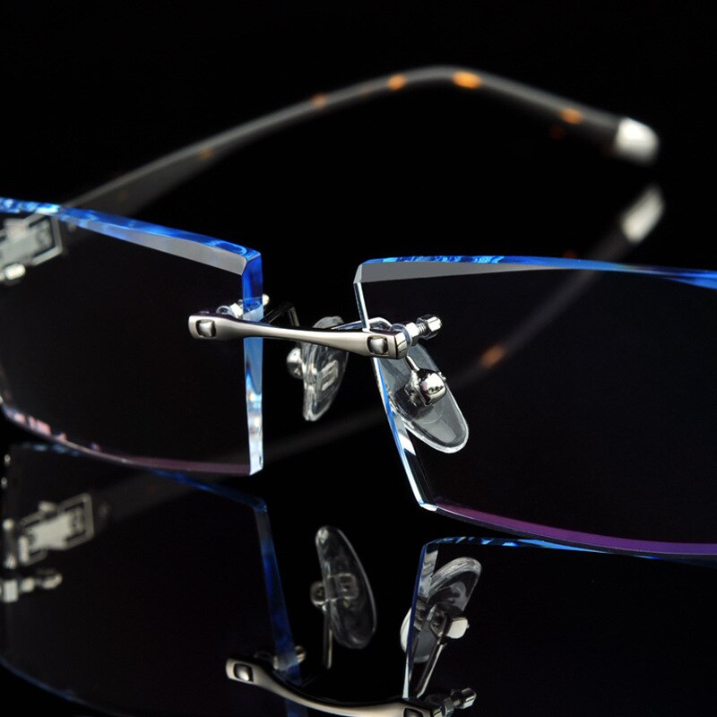 Reven Jate 58050 Alloy Rimless Diamond Cutting Man Glasses Frame Eyeglasses Men Eyewear Rimless Reven Jate