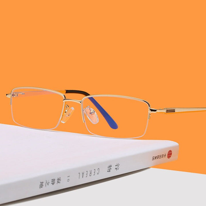 Handoer Unisex Semi Rim Rectangle Alloy Eyeglasses Semi Rim Handoer