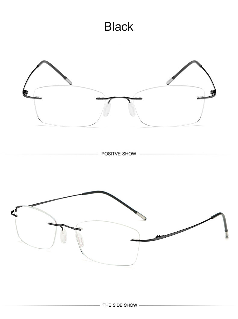 Hdcrafter Unisex Rimless Rectangle Titanium Frame Reading Glasses 8025 Reading Glasses Hdcrafter Eyeglasses