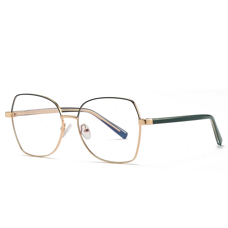 Hotochki Women's Full Rim Polygon TR-90 Resin Alloy Frame Eyeglasses 3004 Full Rim Hotochki green
