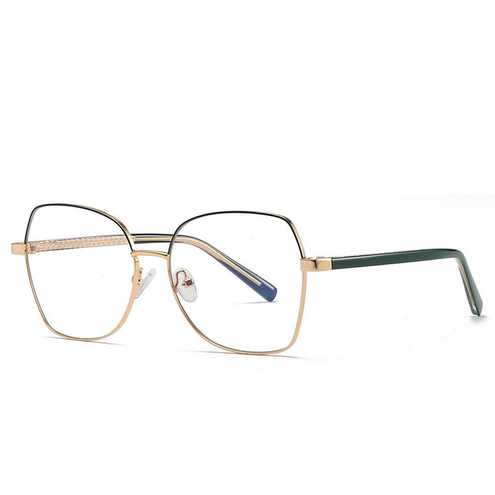 Hotochki Women's Full Rim Polygon TR-90 Resin Alloy Frame Eyeglasses 3004 Full Rim Hotochki green