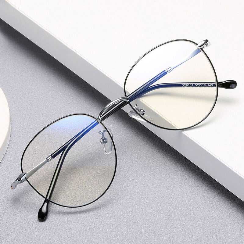 Hotony Unisex Full Rim Round Alloy Eyeglasses 29167 Full Rim Hotony