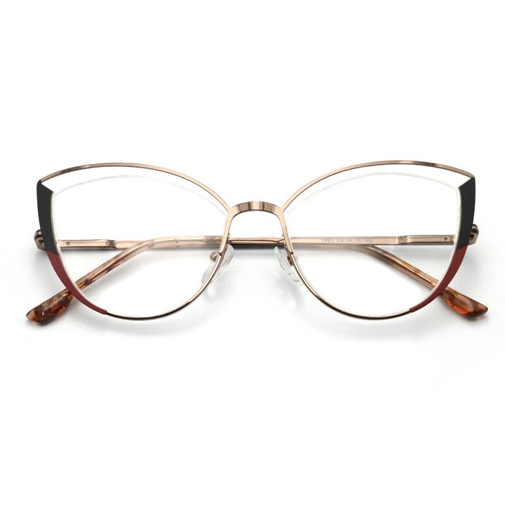 Laoyehui Women's Full Rim Cat Eye Acetate Alloy Reading Glasses Anti-Blue Light 1993 Reading Glasses Laoyehui Gold