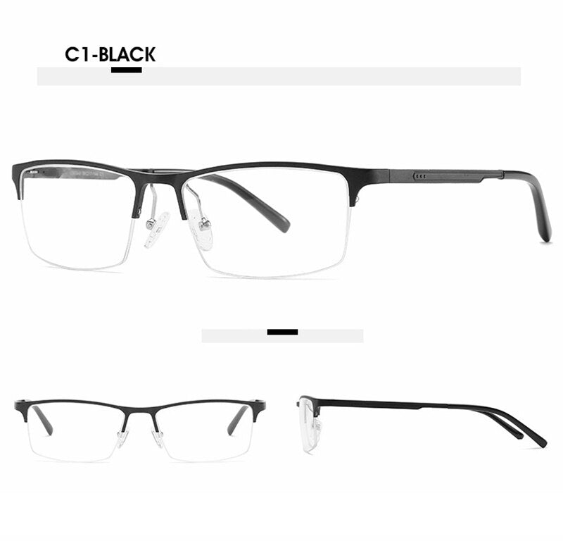 Hotony Unisex Semi Rim Square Alloy Frame Eyeglasses CX6342 Semi Rim Hotony
