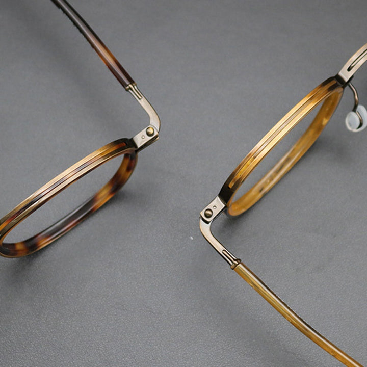 Gatenac Unisex Full Rim Round Titanium Acetate Frame Eyeglasses Gxyj667 Full Rim Gatenac