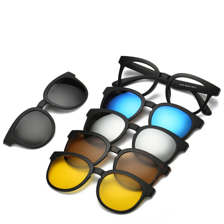 Hdcrafter Unisex Full Rim Acetate Frame 6 In 1 Polarized Magnetic Clip On Sunglasses With Clip Ons Hdcrafter Eyeglasses
