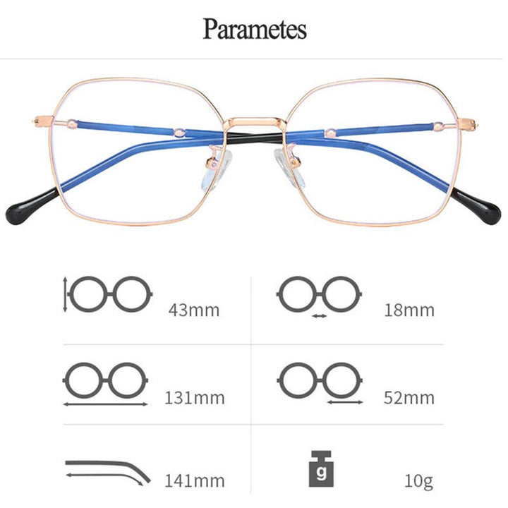 Hotony Unisex Full Rim Square Alloy Eyeglasses  Zy1917 Full Rim Hotony