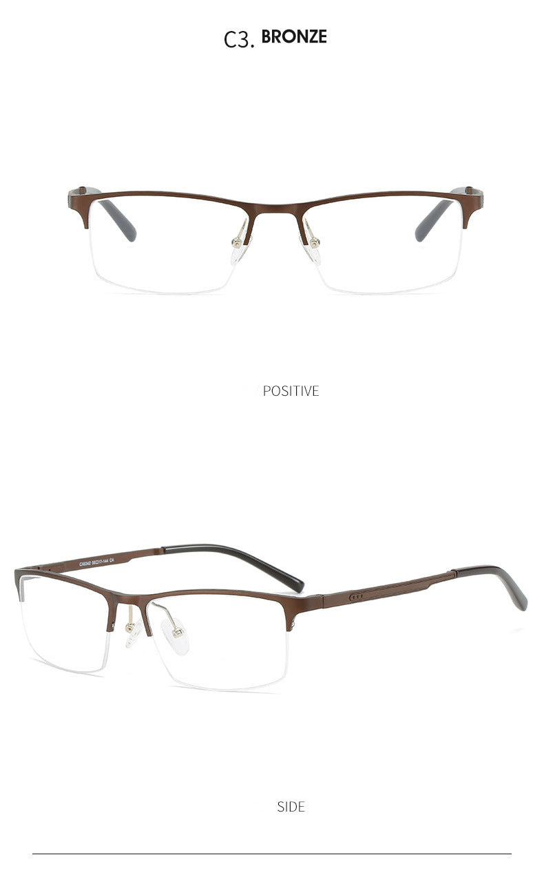Hdcrafter Men's Semi Rim TR 90 Titanium Alloy Square Frame Eyeglasses P6342 Semi Rim Hdcrafter Eyeglasses