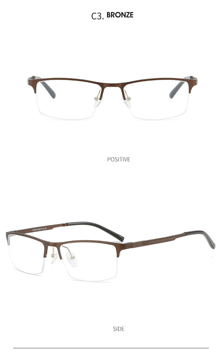Hdcrafter Men's Semi Rim TR 90 Titanium Alloy Square Frame Eyeglasses P6342 Semi Rim Hdcrafter Eyeglasses