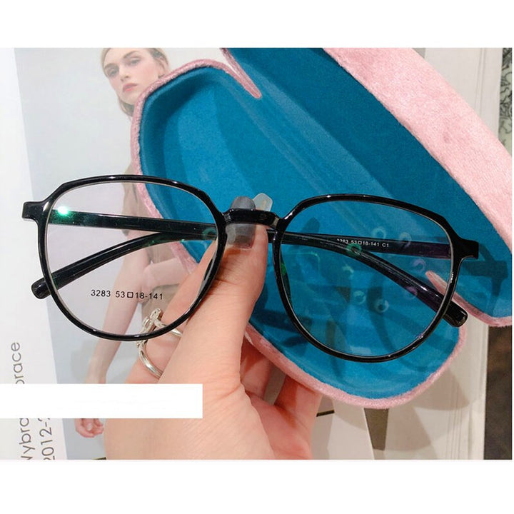 Yimaruili Women's Full Rim Resin Round Frame Eyeglasses 3283 Full Rim Yimaruili Eyeglasses Brihgt Black