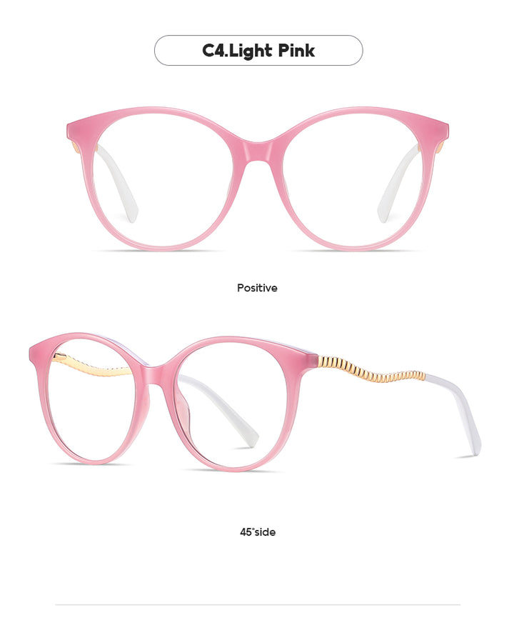 Gmei Women's Full Rim TR 90 Metal Round Frame Eyeglasses 2067 Full Rim Gmei Optical