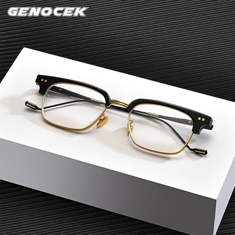 Gatenac Unisex Full Rim Square Acetate Frame Eyeglasses Gxyj184 Full Rim Gatenac