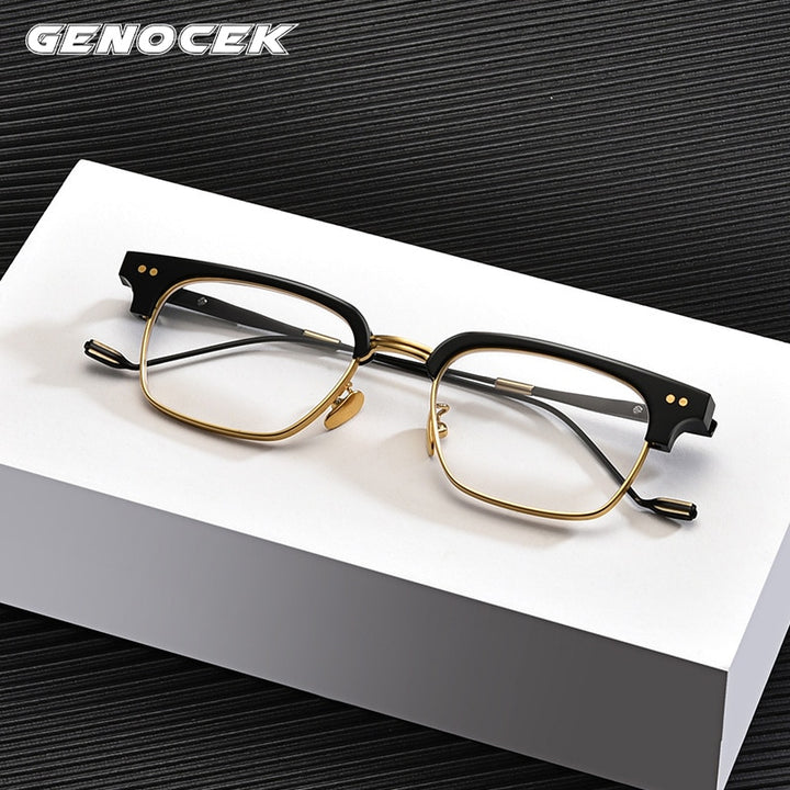 Gatenac Unisex Full Rim Square Acetate Frame Eyeglasses Gxyj184 Full Rim Gatenac