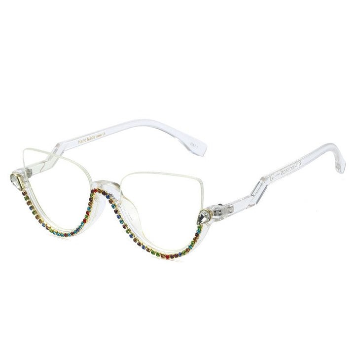 CCspace Women's Semi Rim Tr 90 Titanium Jeweled Frame Eyeglasses 45159 Semi Rim CCspace 02