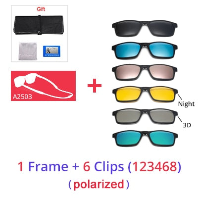 Ralferty Women's Full Rim Square Acetate Reading Glasses Clip On Sunglasses A2503 Reading Glasses Ralferty 1Frame6 Clips 123468 Anti blue 0 Degree