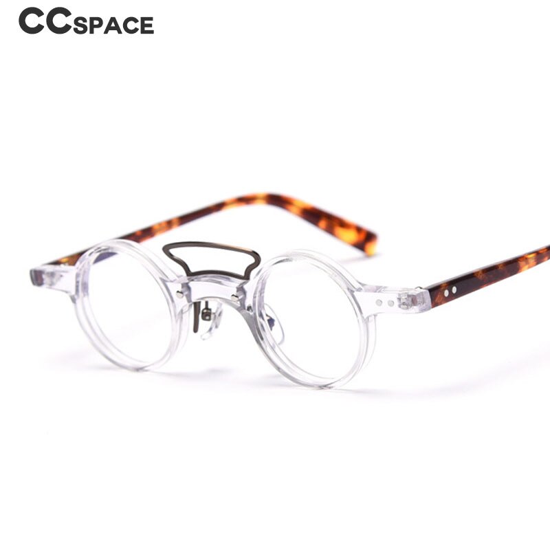 CCspace Unisex Full Rim Round Acetate Punk Double Bridge Frame Eyeglasses 49805 Full Rim CCspace