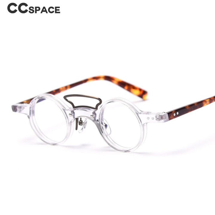 CCspace Unisex Full Rim Round Acetate Punk Double Bridge Frame Eyeglasses 49805 Full Rim CCspace