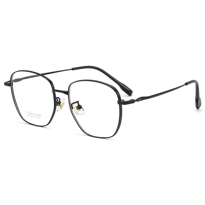 Yimaruili Unisex Full Rim Square Titanium Frame Eyeglasses 02K5016 Full Rim Yimaruili Eyeglasses Black