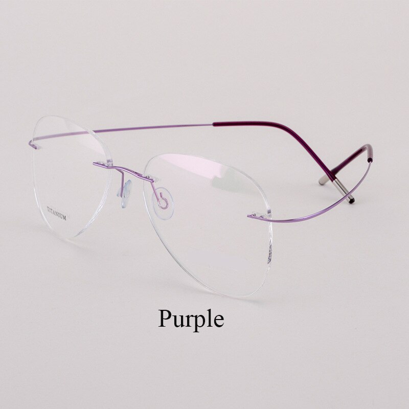 Bclear Unisex Customized Rimless Oval Titanium Alloy Eyeglasses My20002 Rimless Bclear purple