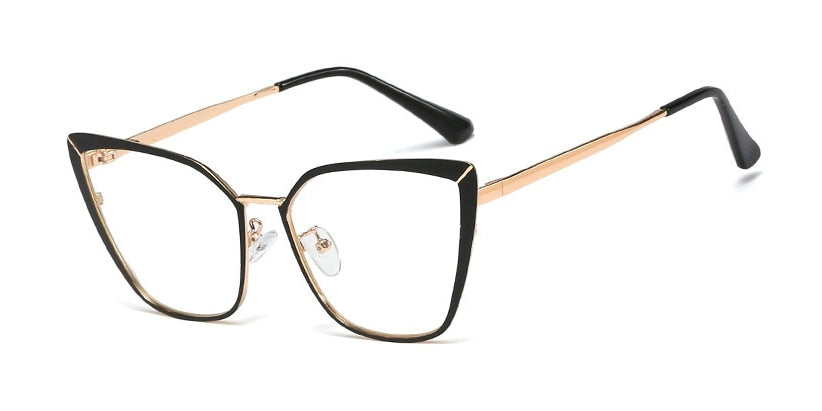 CCspace Unisex Full Rim Square Cat Eye Alloy Frame Eyeglasses 48104 Full Rim CCspace C5 black