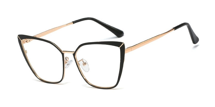 CCspace Unisex Full Rim Square Cat Eye Alloy Frame Eyeglasses 48104 Full Rim CCspace C5 black