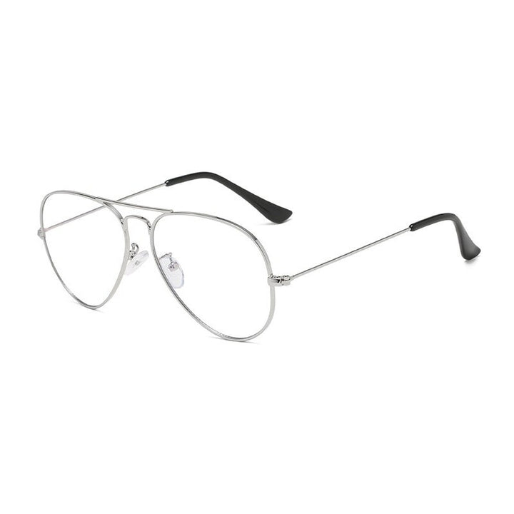 Handoer Unisex Full Rim Round Square Double Bridge Alloy Eyeglasses 2026 Full Rim Handoer Silver