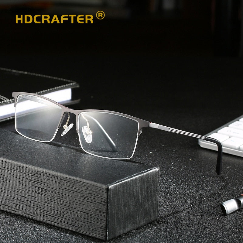 Hdcrafter Men's Semi Rim Rectangle TR 90 Titanium Frame Eyeglasses 6312 Semi Rim Hdcrafter Eyeglasses   