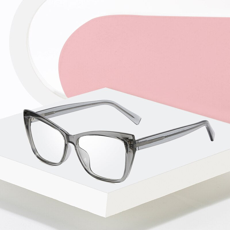 Hotony Women's Full Rim Square Cat Eye Acetate Eyeglasses 2002 Full Rim Hotony