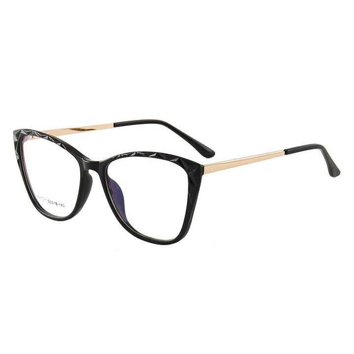 Hotony Women's Full Rim TR 90 Resin Square Cat Eye Frame Eyeglasses 7011 Full Rim Hotony black