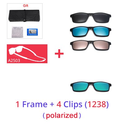 Ralferty Women's Full Rim Square Acetate Reading Glasses Clip On Sunglasses A2503 Reading Glasses Ralferty 1 Frame4 Clips 1238-1052 Anti blue 0 Degree