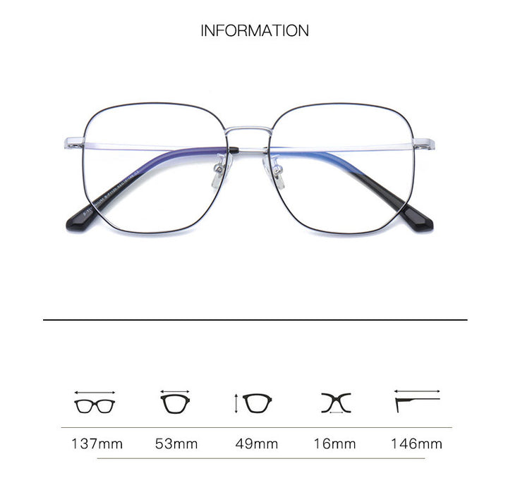 Hotony Unisex Full Rim Polygonal Square Titanium Frame Eyeglasses 1120 Full Rim Hotony