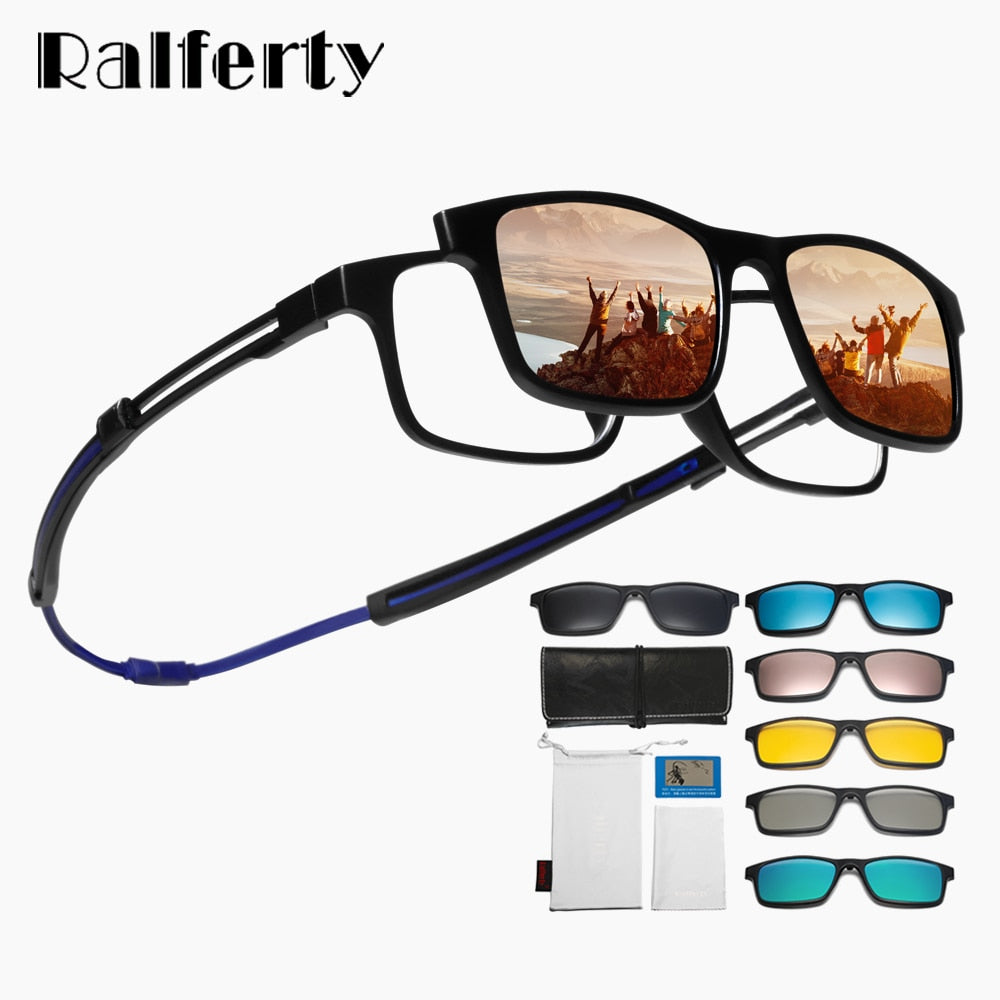 Ralferty Women's Full Rim Square Acetate Reading Glasses Clip On Sunglasses A2503 Reading Glasses Ralferty