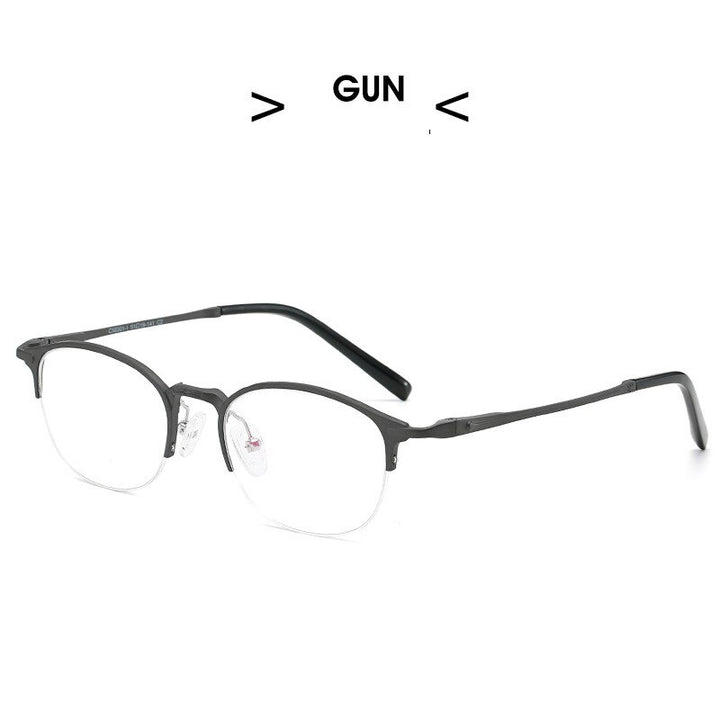 Hdcrafter Unisex Semi Rim Round TR 90 Titanium Frame Eyeglasses 6301 Semi Rim Hdcrafter Eyeglasses gray